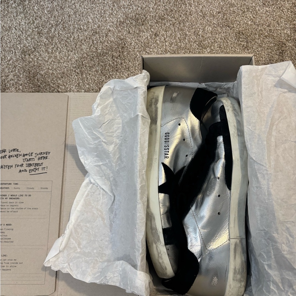 Golden Goose Silver and Black Super-Star Sneakers - Picture 3 of 4